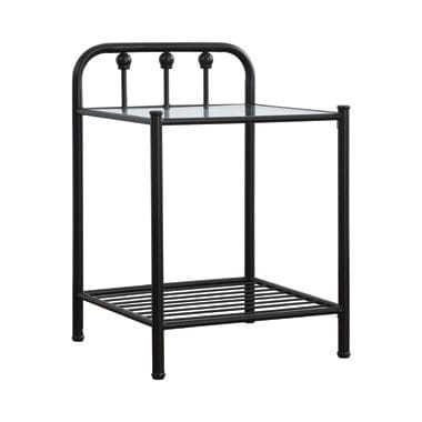 Livingston 1-Shelf Nightstand With Glass Top Dark Bronze - 301392 A-Z Store Nadia