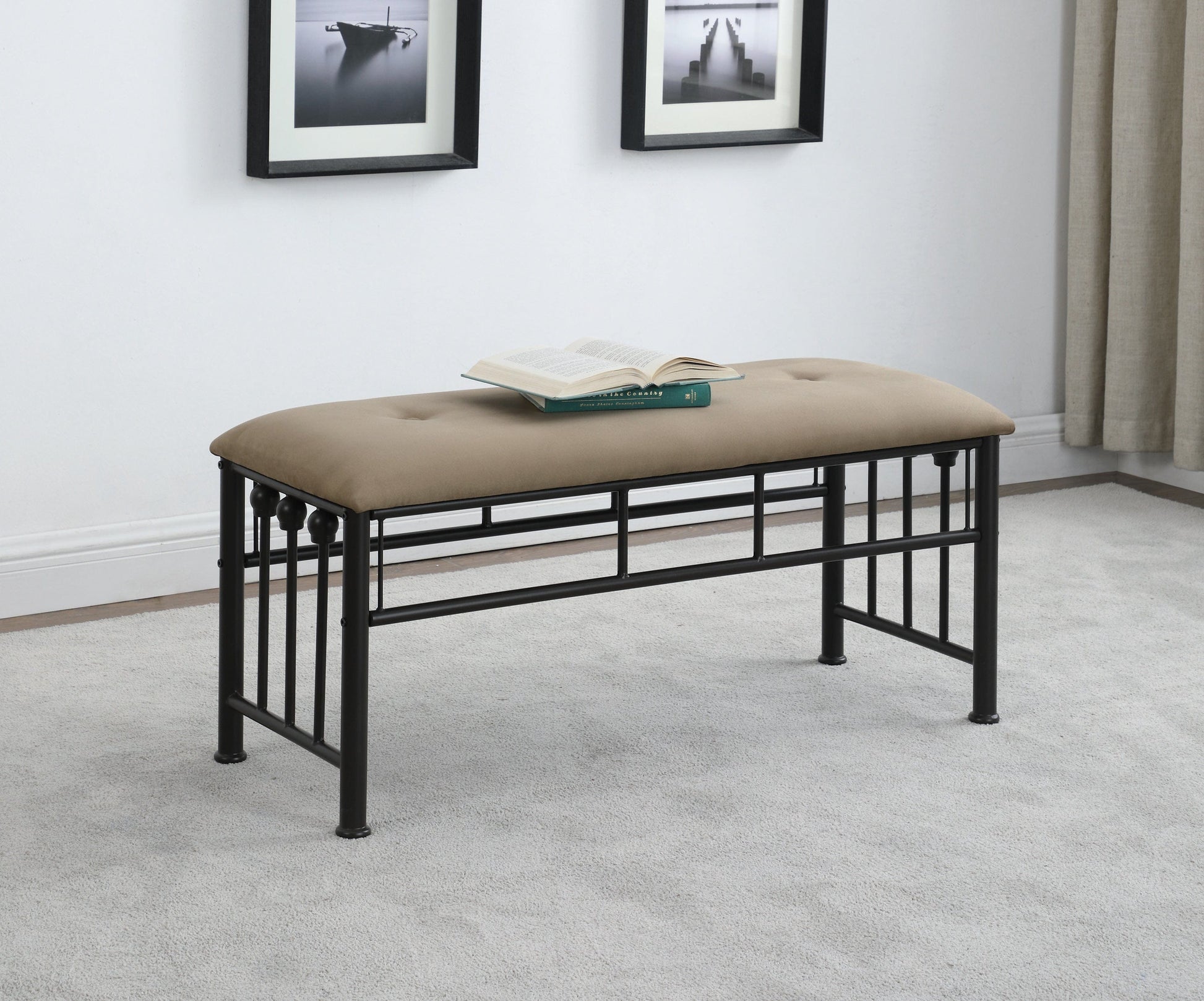 Livingston Upholstered Bench Brown And Dark Bronze - 301396 A-Z Store Nadia