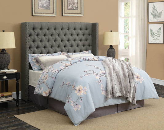 Bancroft Demi-Wing Upholstered Eastern King Bed Grey - 301405KE A-Z Store Nadia