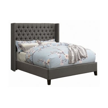 Bancroft Demi-Wing Upholstered Eastern King Bed Grey - 301405KE A-Z Store Nadia