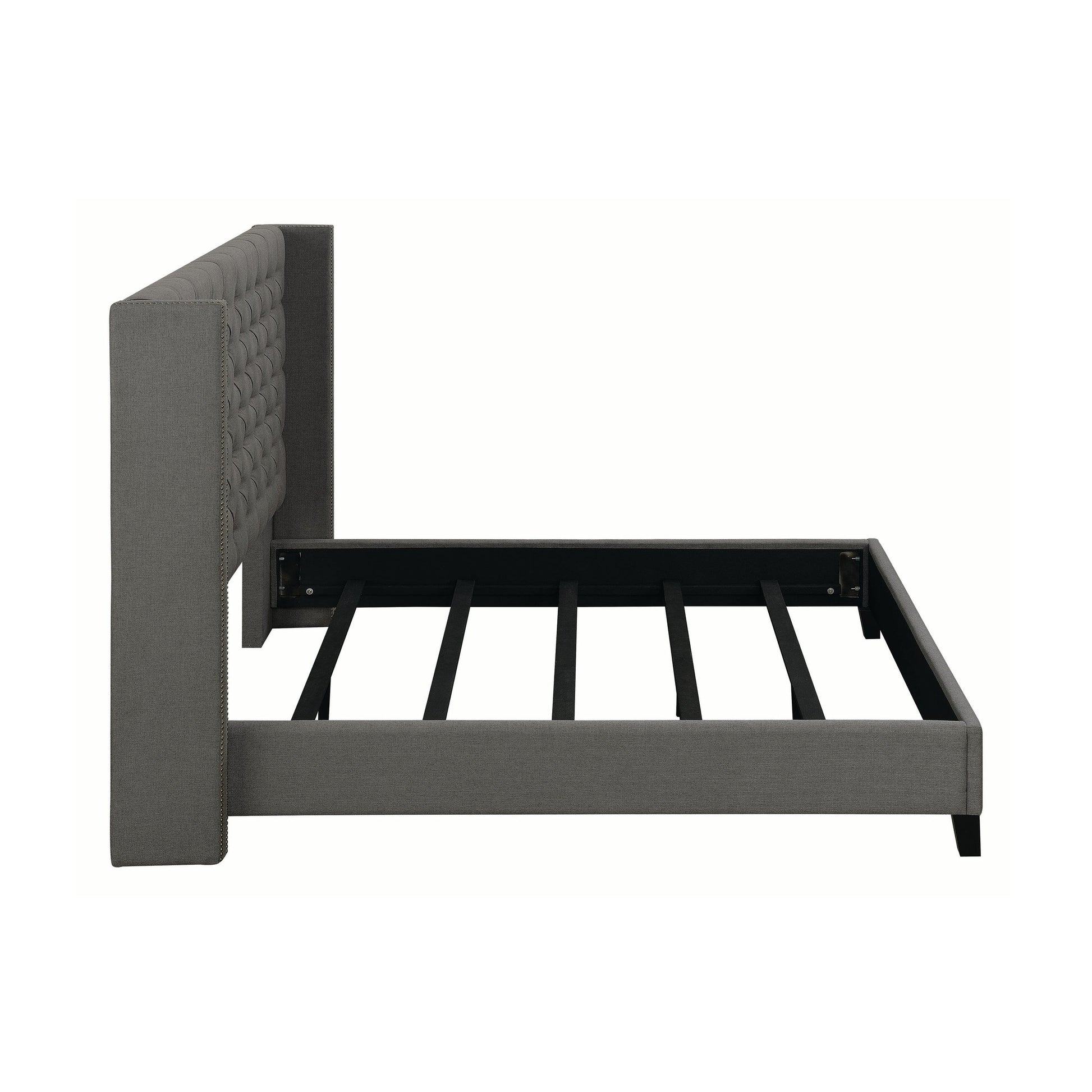 Bancroft Demi-Wing Upholstered Queen Bed Grey - 301405Q A-Z Store Nadia