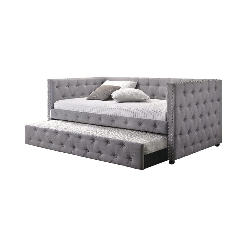 Mockern Tufted Upholstered Daybed With Trundle Grey - 302161 A-Z Store Nadia