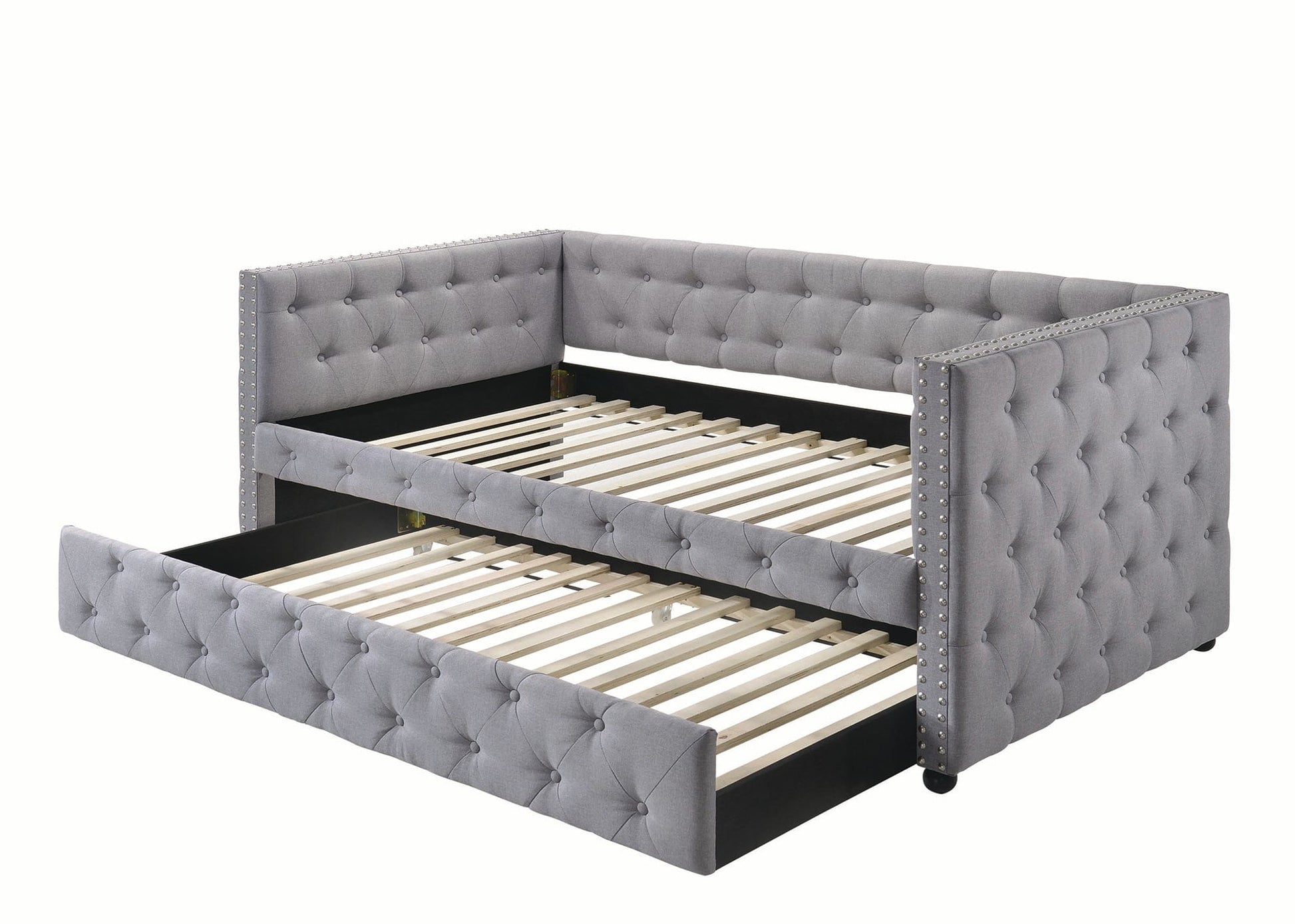 Mockern Tufted Upholstered Daybed With Trundle Grey - 302161 A-Z Store Nadia