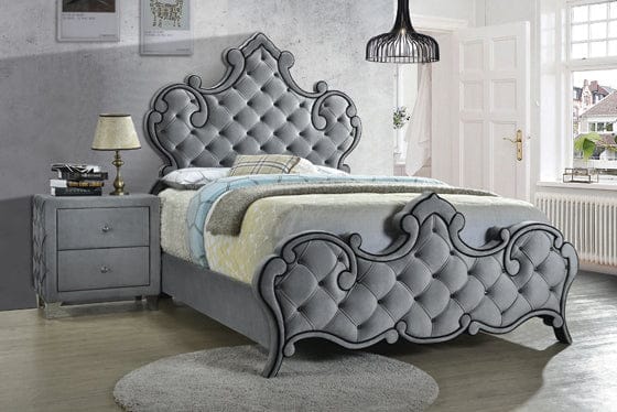 Sandboard Queen Rhinestone Button Tufted Bed Grey - 302351Q – ebuystt 