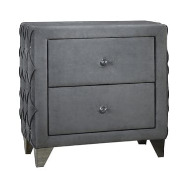 Sandboard 2-Drawer Button Tufted Nightstand Grey - 302352 A-Z Store Nadia
