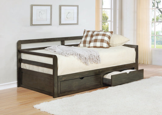 Sorrento 2-Drawer Twin Daybed With Extension Trundle Grey - 305706 A-Z Store Nadia