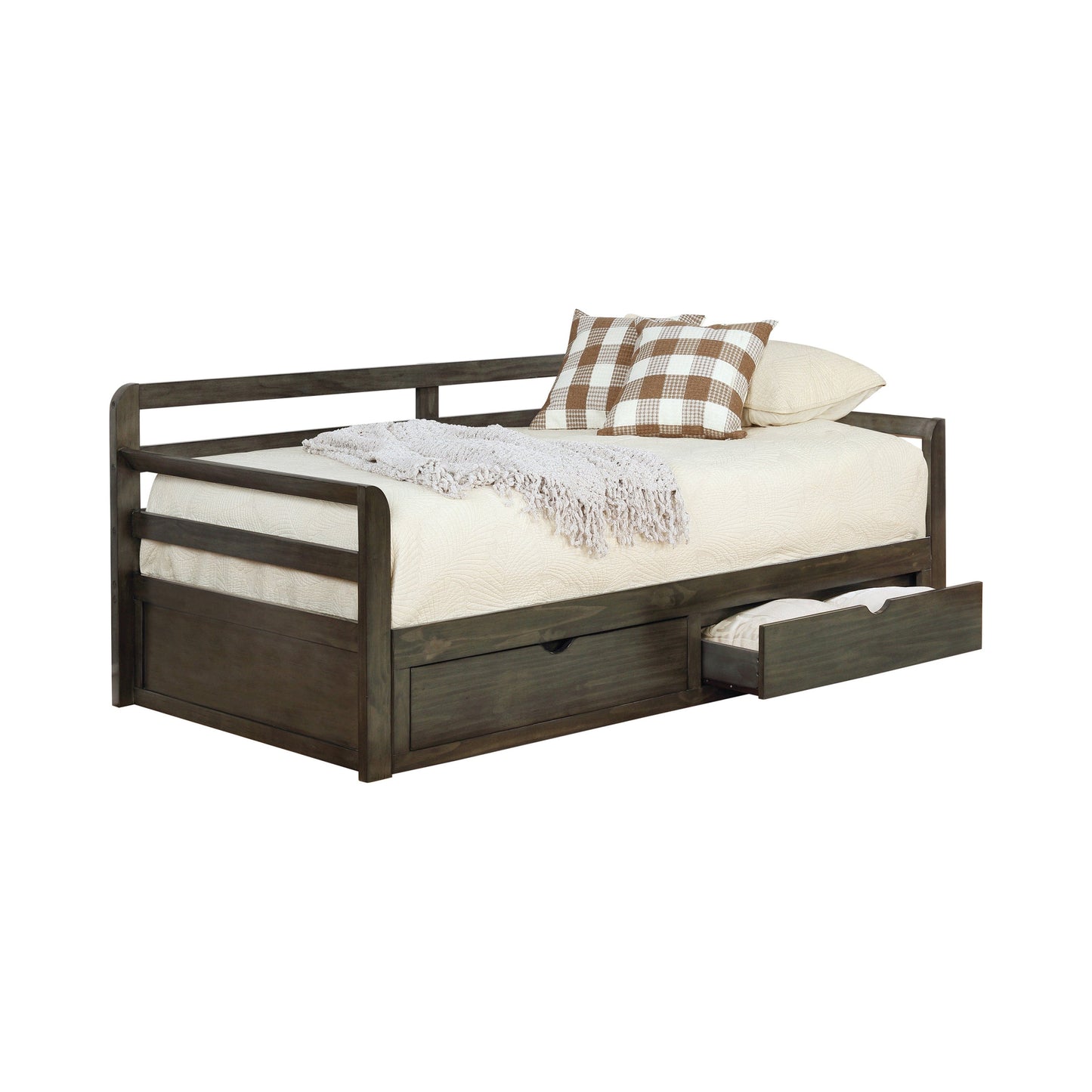 Sorrento 2-Drawer Twin Daybed With Extension Trundle Grey - 305706 A-Z Store Nadia