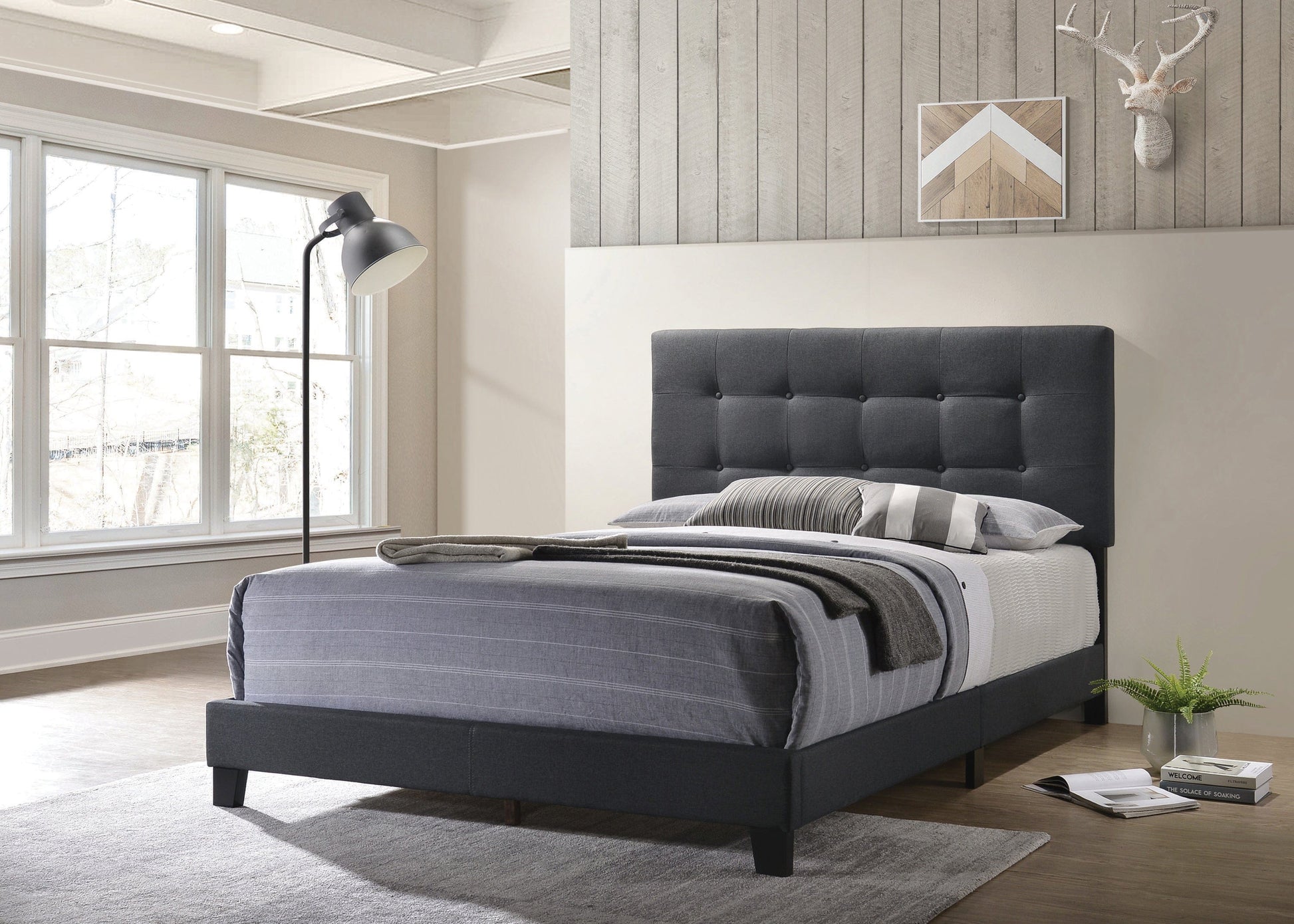 Mapes Upholstered Tufted Full Bed Charcoal - 305746F A-Z Store Nadia