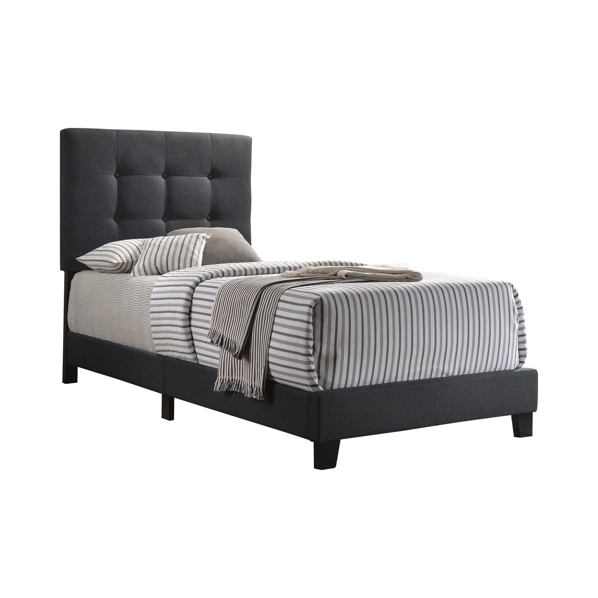 Mapes Tufted Upholstered Twin Bed Charcoal - 305746T A-Z Store Nadia