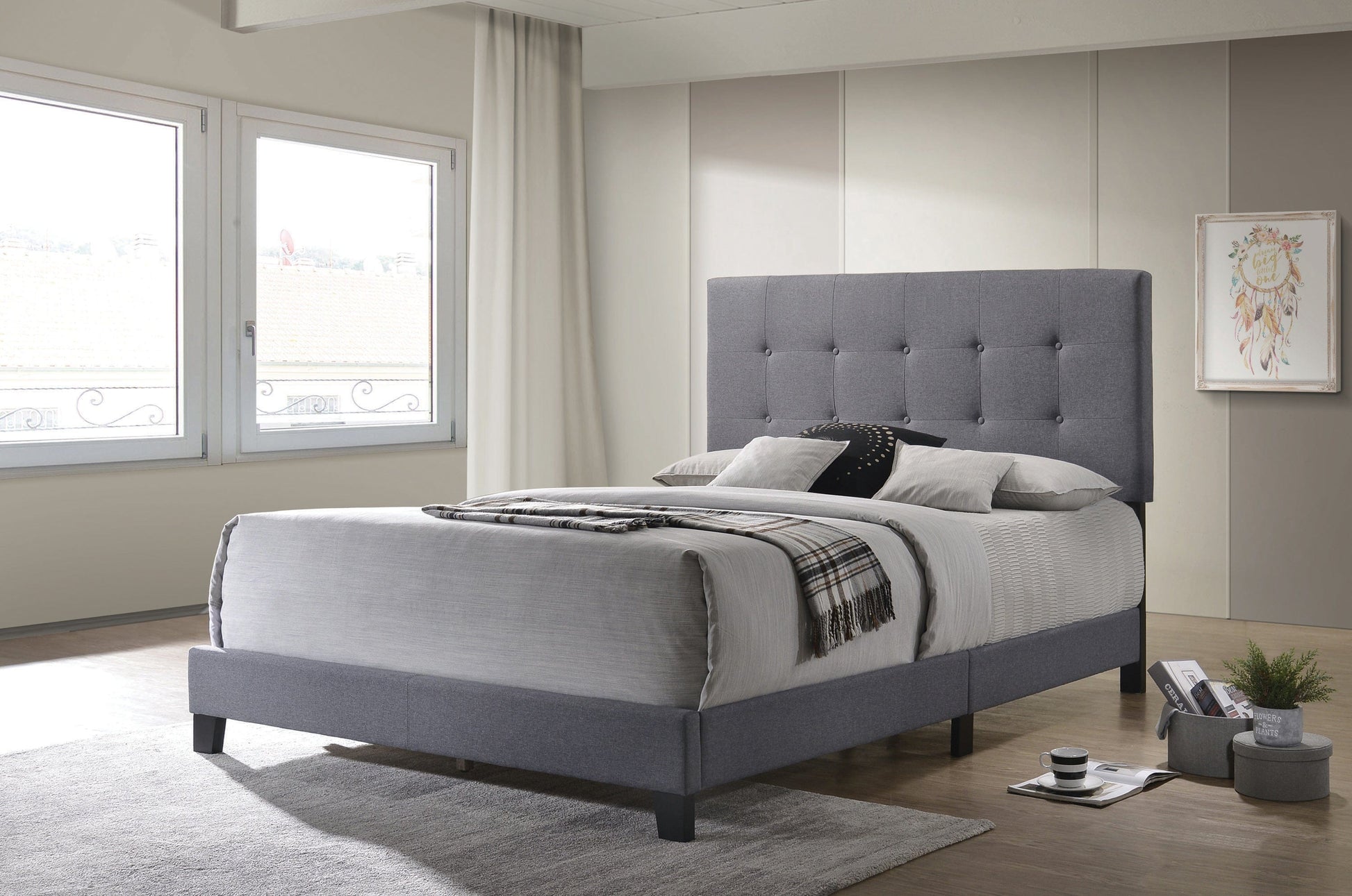 Mapes Tufted Upholstered Full Bed Grey - 305747F A-Z Store Nadia
