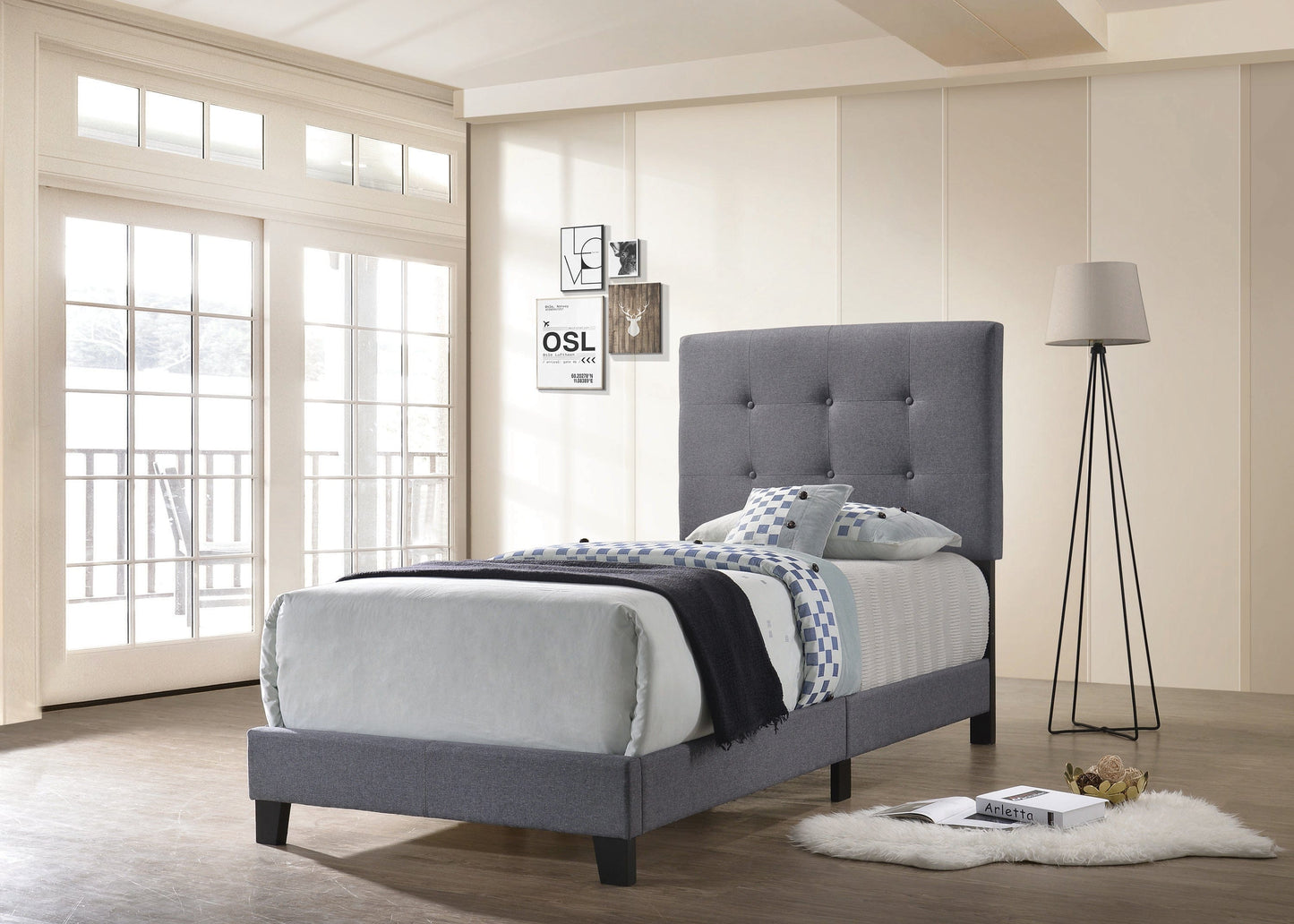 Mapes Tufted Upholstered Twin Bed Grey - 305747T A-Z Store Nadia