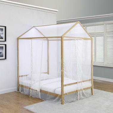 Altadena Full Canopy Bed With LED Lighting Matte Gold - 305773F A-Z Store Nadia