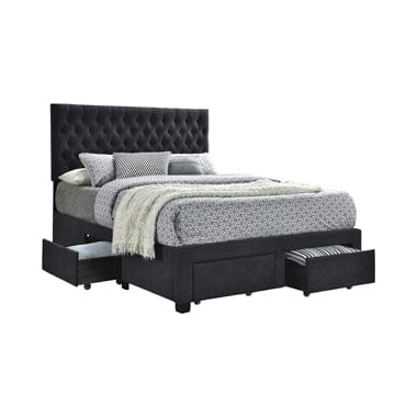 Soledad Eastern King 4-Drawer Button Tufted Storage Bed Charcoal - 305877KE
