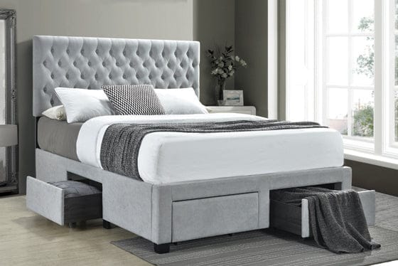 Shelburne Full 4-Drawer Button Tufted Storage Bed Beige - 305878F A-Z Store Nadia