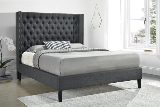 Summerset Queen Button Tufted Upholstered Bed Charcoal - 305902Q A-Z Store Nadia