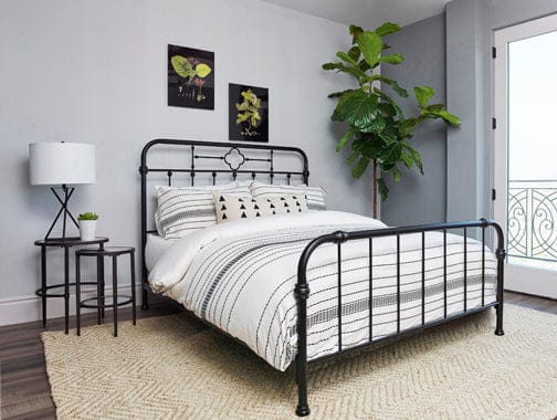 Packlan Eastern King Metal Panel Bed Matte Black - 305946KE A-Z Store Nadia