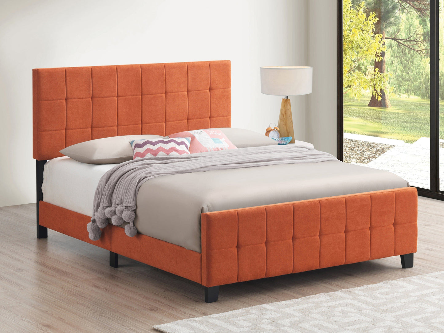Fairfield Queen Upholstered Panel Bed Orange - 305951Q A-Z Store Nadia