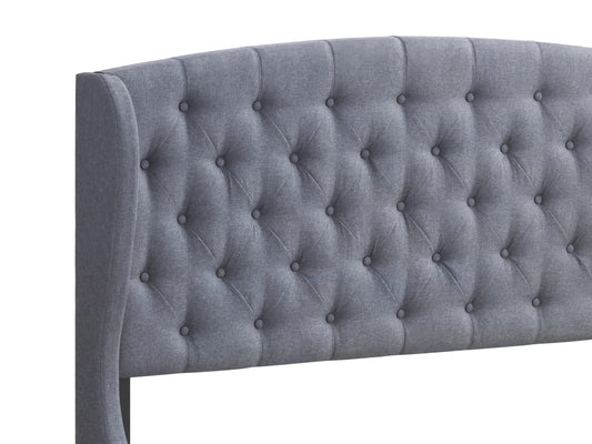 Krome Queen Upholstered Bed With Demi-Wing Headboard Gunmetal - 305972Q A-Z Store Nadia