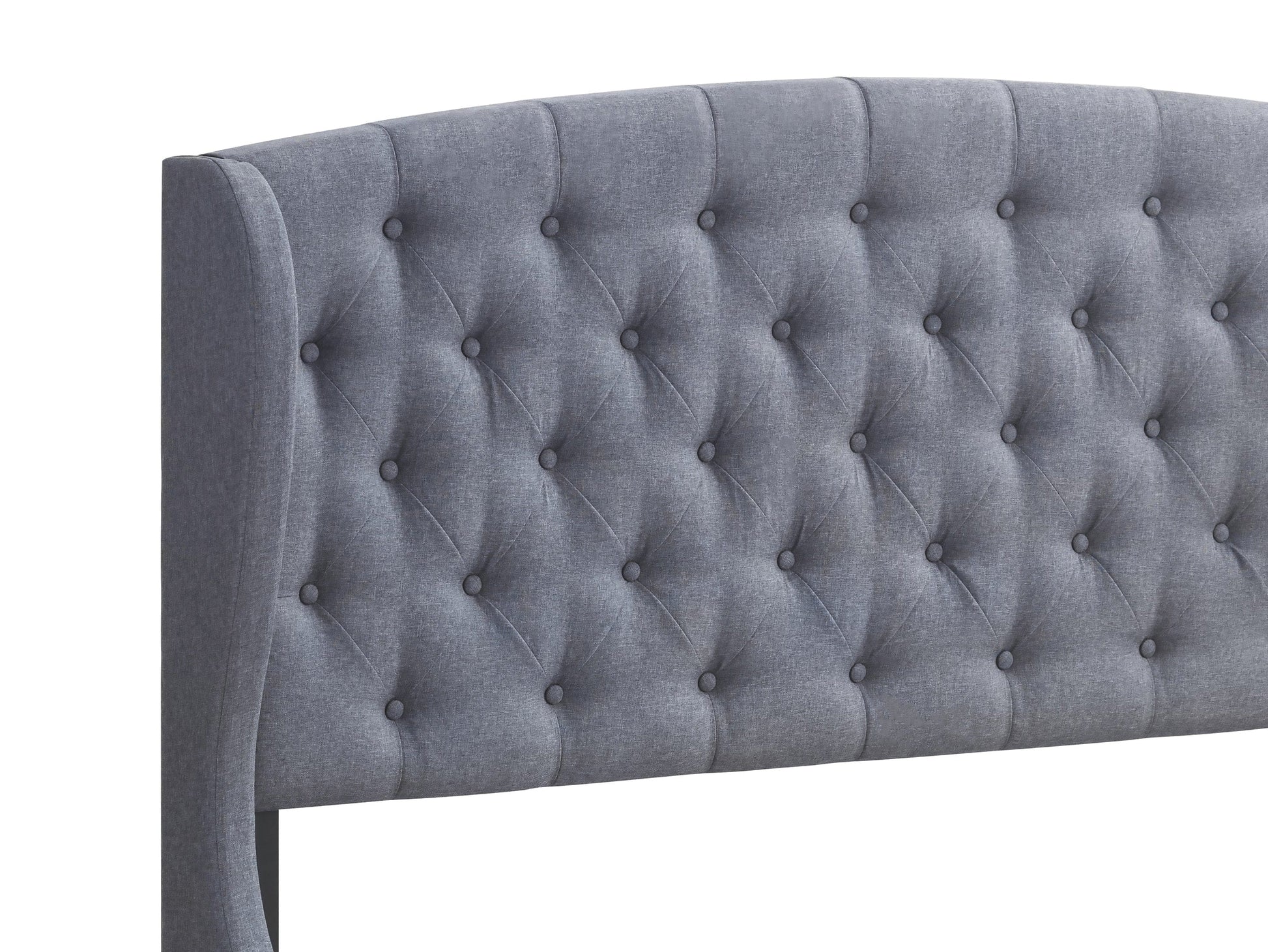 Krome Eastern King Upholstered Bed With Demi-Wing Headboard Gunmetal - 305972KE A-Z Store Nadia