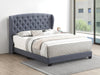 Krome Queen Upholstered Bed With Demi-Wing Headboard Gunmetal - 305972Q