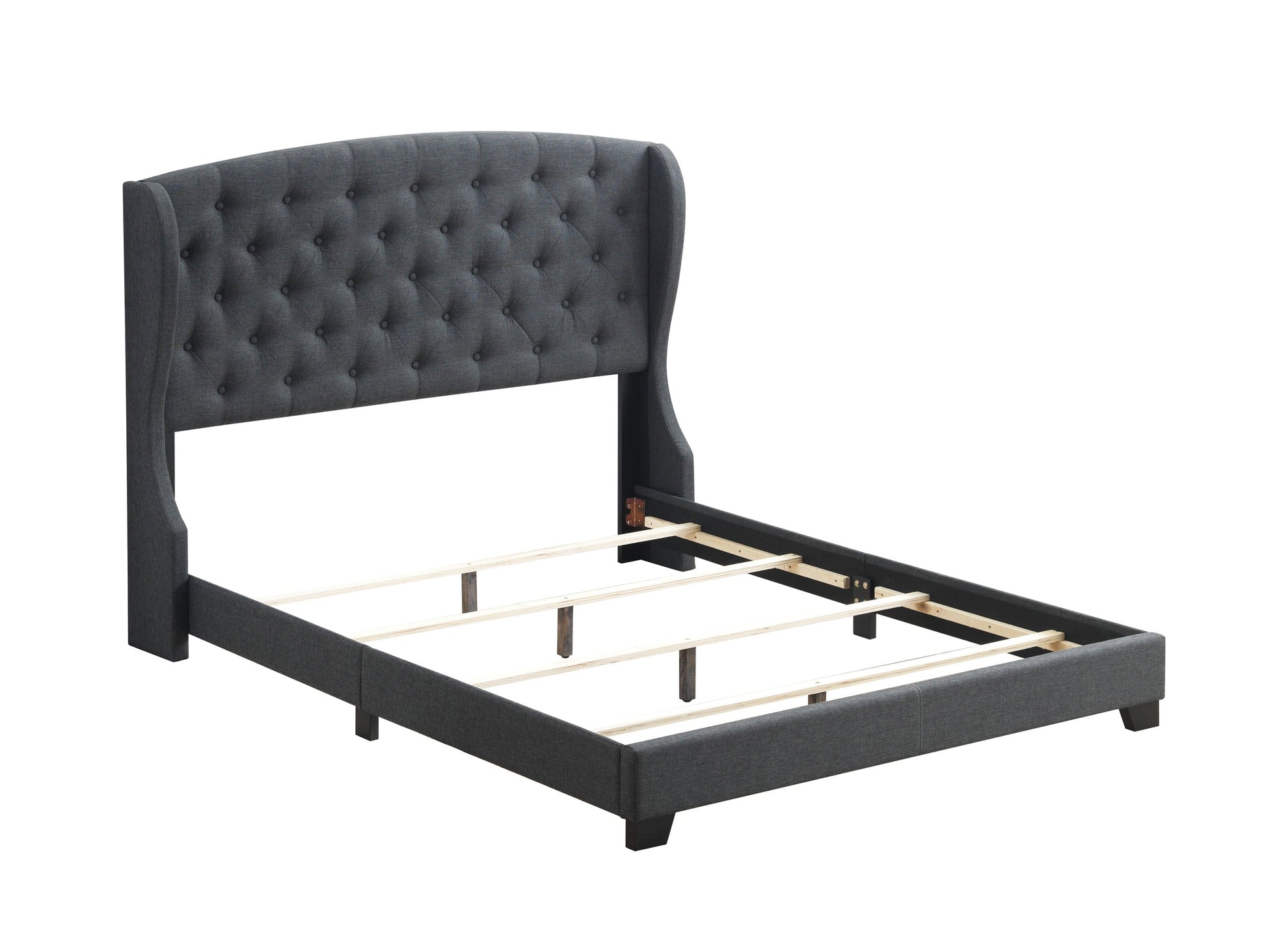 Krome Full Upholstered Bed With Demi-Wing Headboard Charcoal - 305973F A-Z Store Nadia