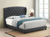Krome Eastern King Upholstered Bed With Demi-Wing Headboard Charcoal - 305973KE