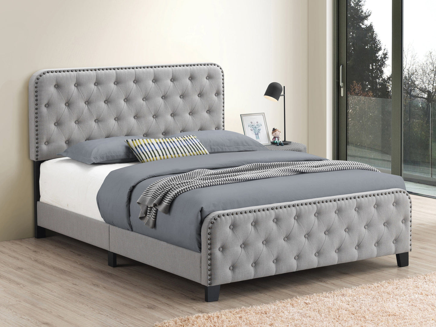Littleton Eastern King Tufted Upholstered Bed Mineral - 305991KE A-Z Store Nadia