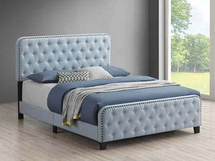 Littleton Eastern King Tufted Upholstered Bed Delft Blue - 305993KE