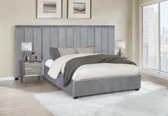 Arles Queen Vertical Channeled Tufted Bed Grey - 306070Q A-Z Store Nadia