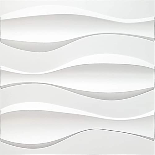 Art3d Textures PVC Wall Panels, Big Wave 3D Panelling, 19.7" x 19.7" (12 Pack) MEGA