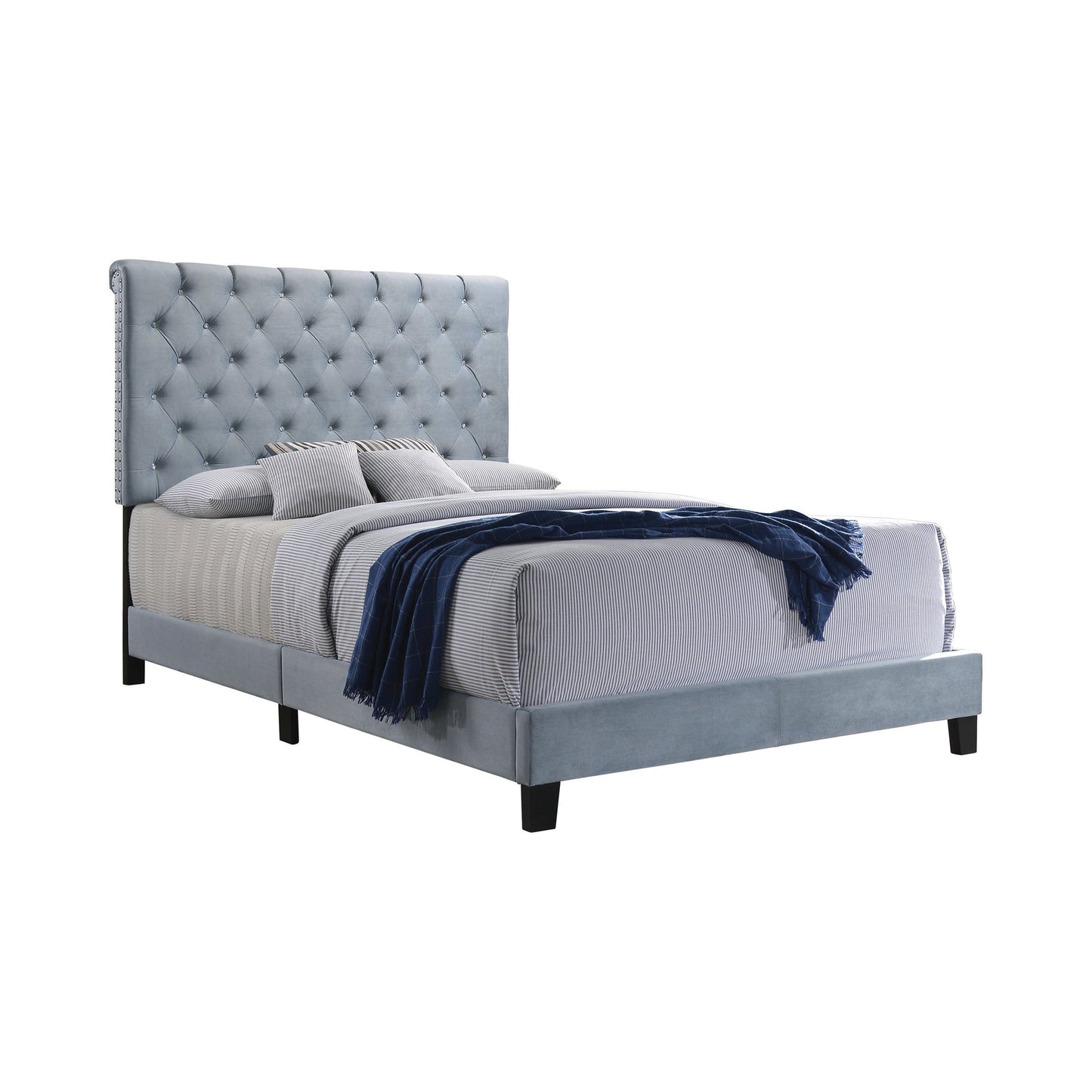 Warner Eastern King Upholstered Bed Slate Blue - 310041KE A-Z Store Nadia