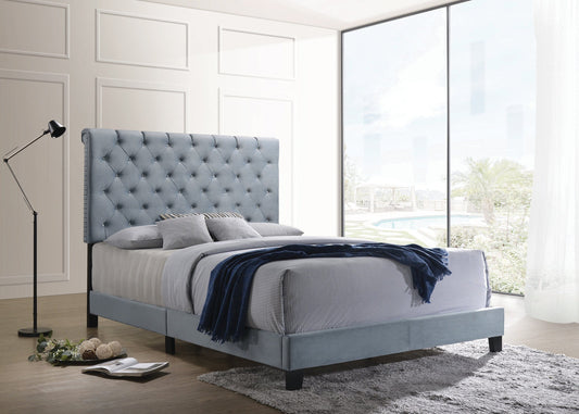 Warner Eastern King Upholstered Bed Slate Blue - 310041KE A-Z Store Nadia