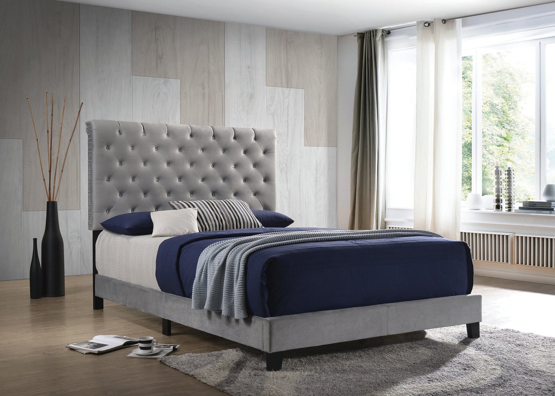 Warner Full Upholstered Bed Grey - 310042F A-Z Store Nadia