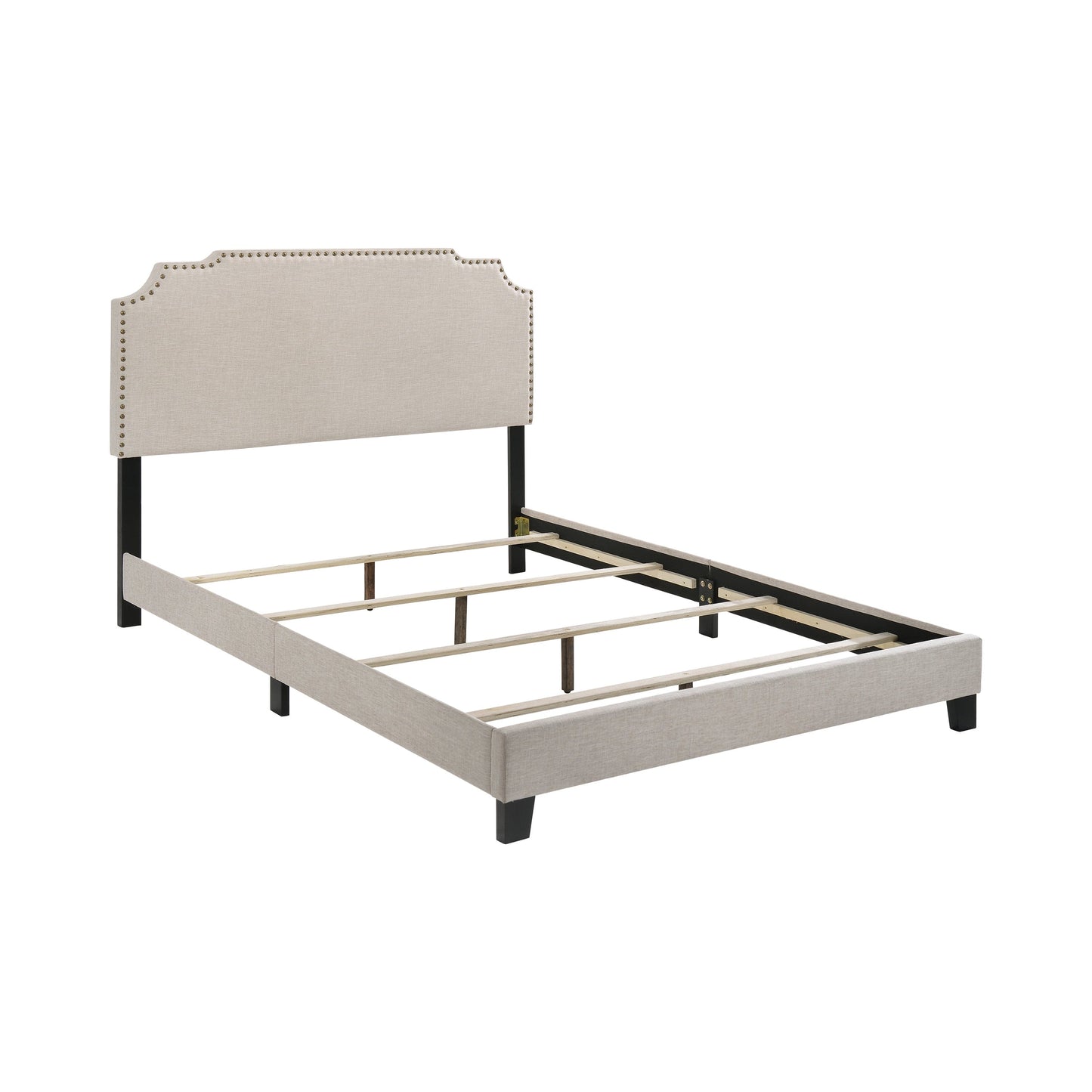 Tamarac Upholstered Nailhead Queen Bed Beige - 310061Q A-Z Store Nadia