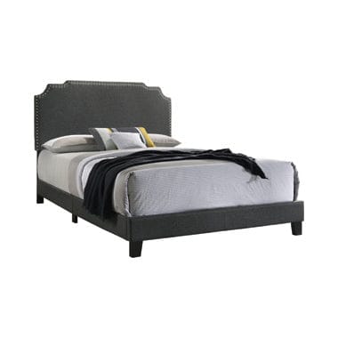 Tamarac Upholstered Nailhead Queen Bed Grey - 310063Q A-Z Store Nadia