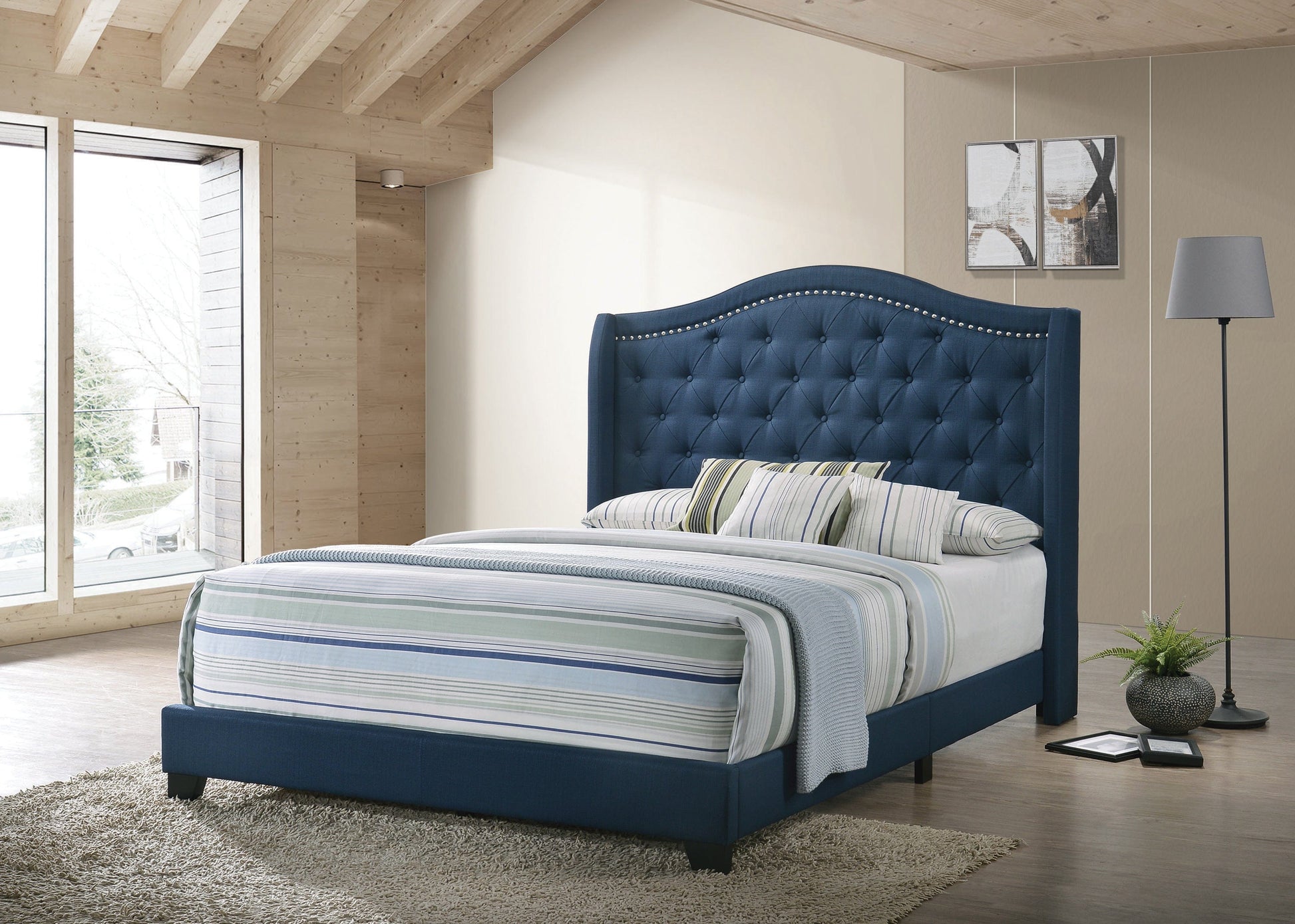 Sonoma Eastern King Camel Headboard With Nailhead Trim Bed Blue - 310071KE A-Z Store Nadia