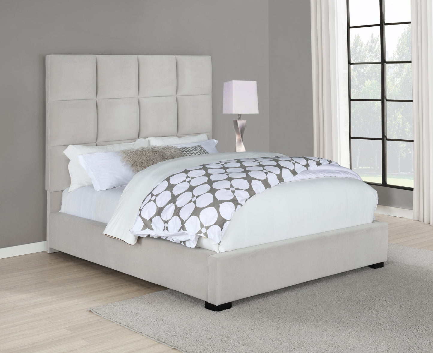 Panes Queen Tufted Upholstered Panel Bed Beige - 315850Q A-Z Store Nadia