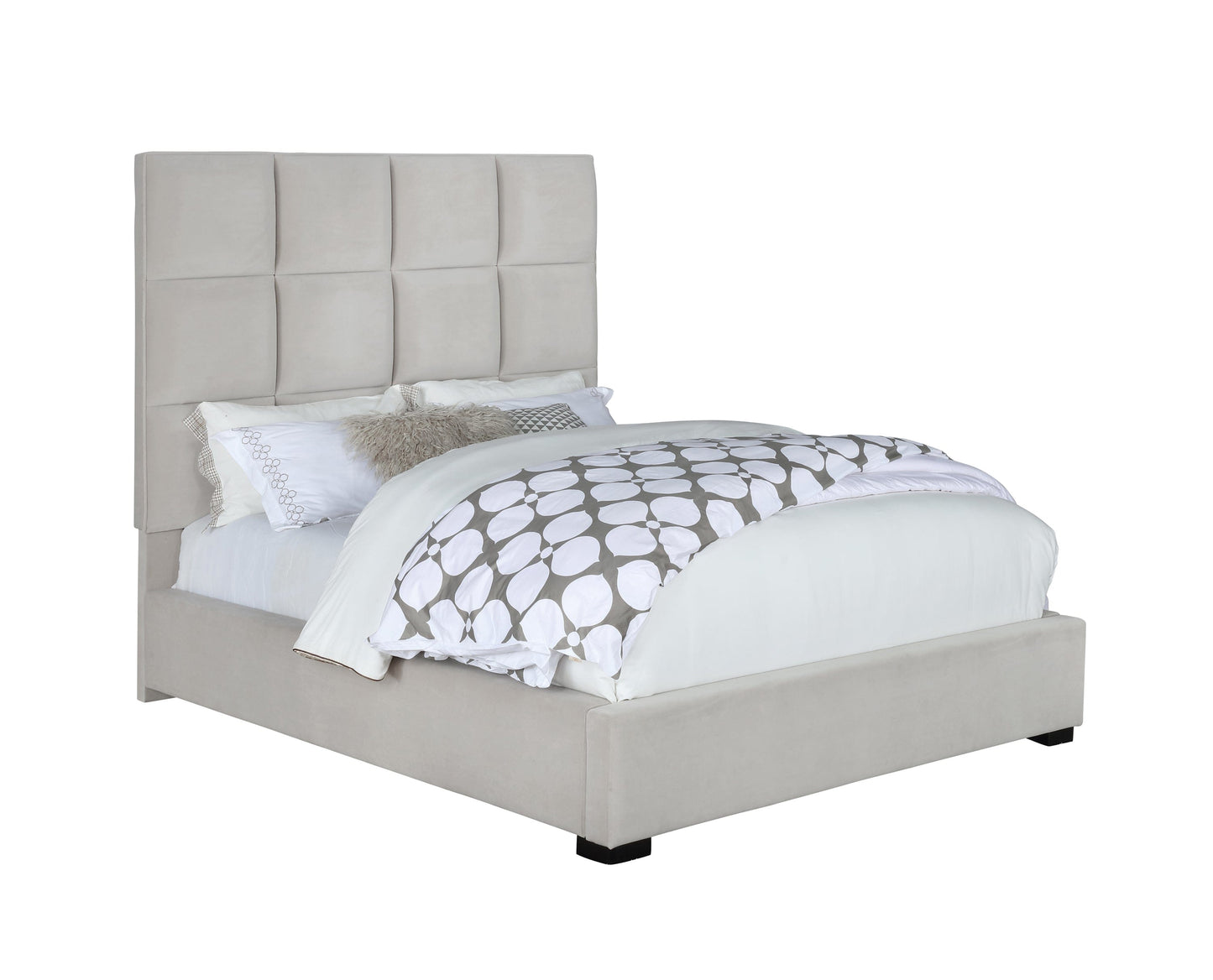 Panes Eastern King Tufted Upholstered Panel Bed Beige - 315850KE A-Z Store Nadia