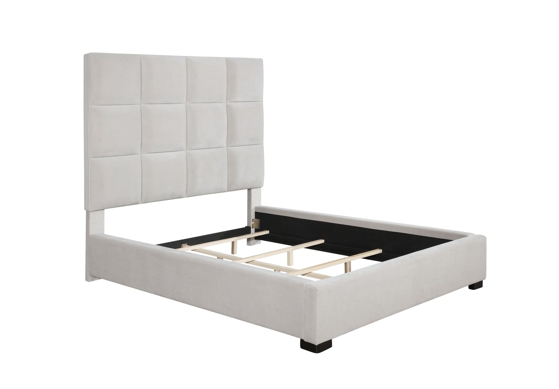 Panes Queen Tufted Upholstered Panel Bed Beige - 315850Q A-Z Store Nadia