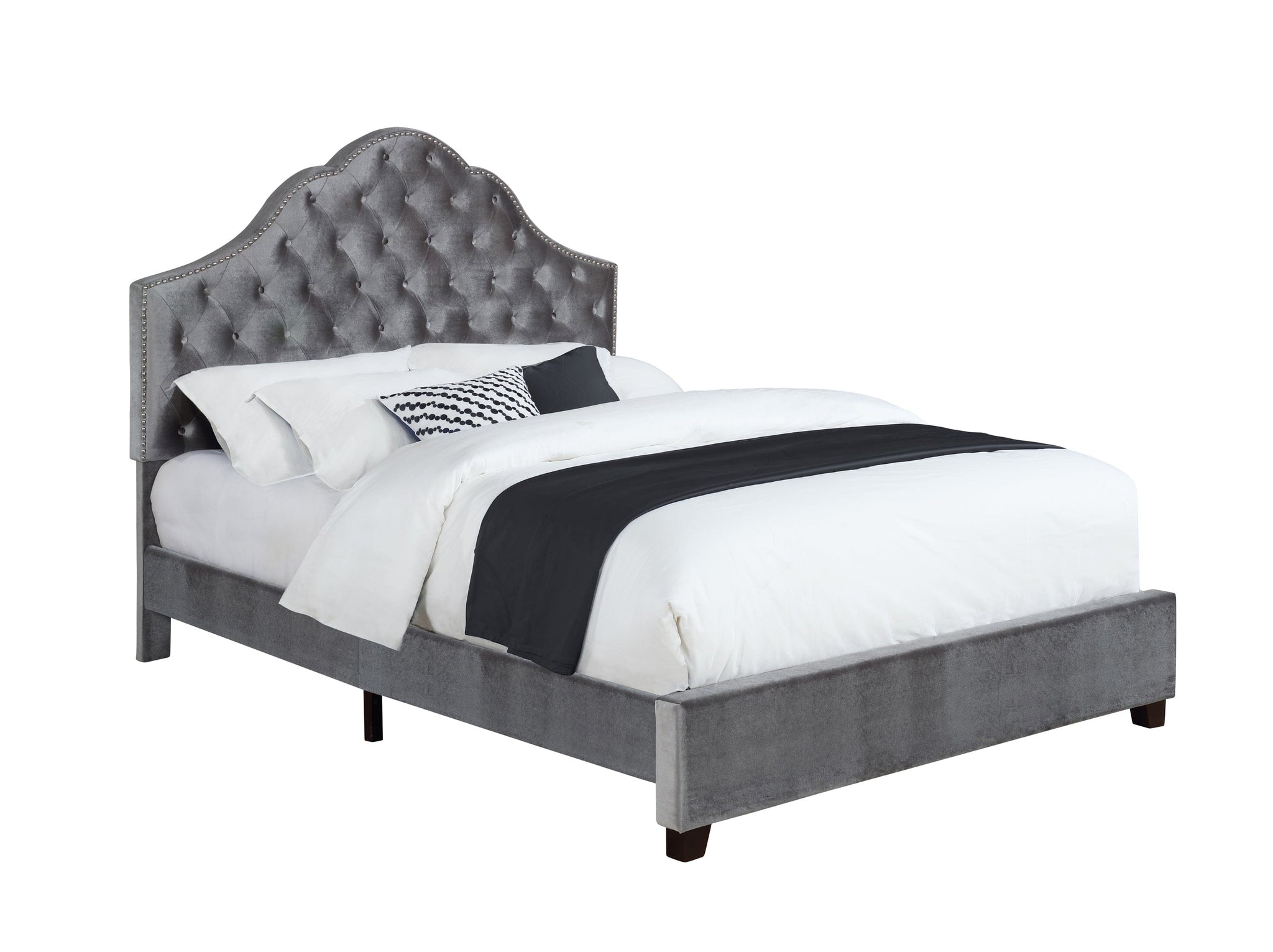 Abbeville Full Upholstered Bed With Arched Headboard Grey - 315891F