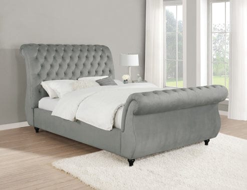 Chelles Queen Upholstered Sleigh Bed Grey - 315921Q A-Z Store Nadia