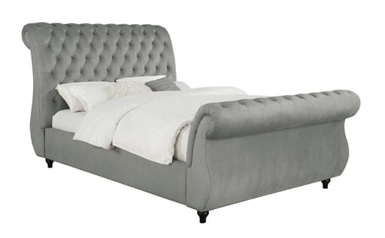 Chelles Eastern King Upholstered Sleigh Bed Grey - 315921KE