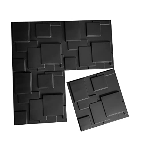 Art3d A10033BK 3D Wall Panels, Matt Black, 32 Square Feet (12 Pack) MEGA