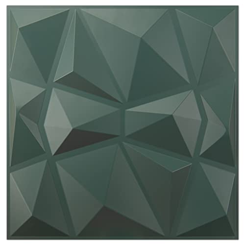 Art3d Textures 3D Wall Panels Army Green Diamond Design for Interior Wall Decor Pack of 12 Tiles 32 Sq Ft (PVC) MEGA