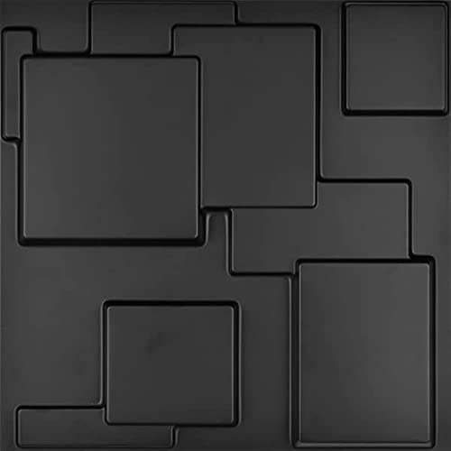 Art3d A10033BK 3D Wall Panels, Matt Black, 32 Square Feet (12 Pack) MEGA