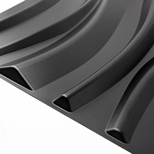 Art3d PVC 3D Panel for Interior Wall Decor, Wavy Textured Tile, 12-Pack 19.7 x 19.7in. Black MEGA