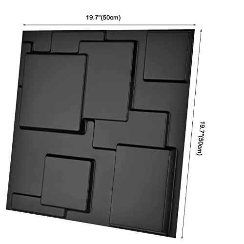 Art3d A10033BK 3D Wall Panels, Matt Black, 32 Square Feet (12 Pack) MEGA