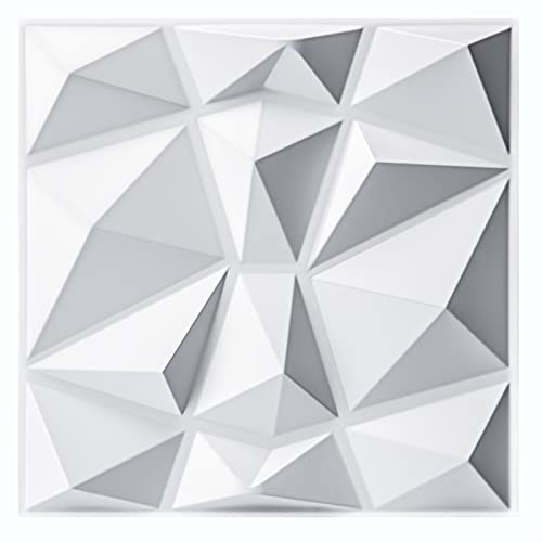 Art3d Decorative 3D Wall Panels in Diamond Design, 12"x12" Matt White (33 Pack) MEGA