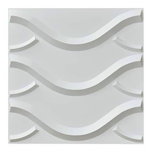 Art3d Decorative 3D Wall Panels in Modern Wall Design, 19.7"x19.7" Matt White (12 Pack) MEGA