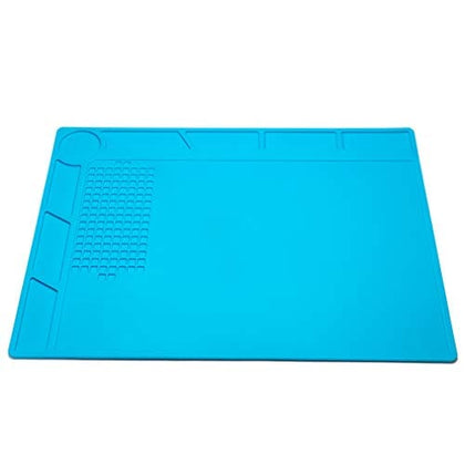 CPB Silicone Repair Mat Heat Resistant Work Mat with Scale Rule and Screw Position for soldering Iron, Electronics, Computer, Cellphone - Blue - S130 / S160 / S180